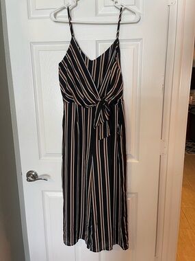 Everly Striped Black Tie-Front Jumpsuit